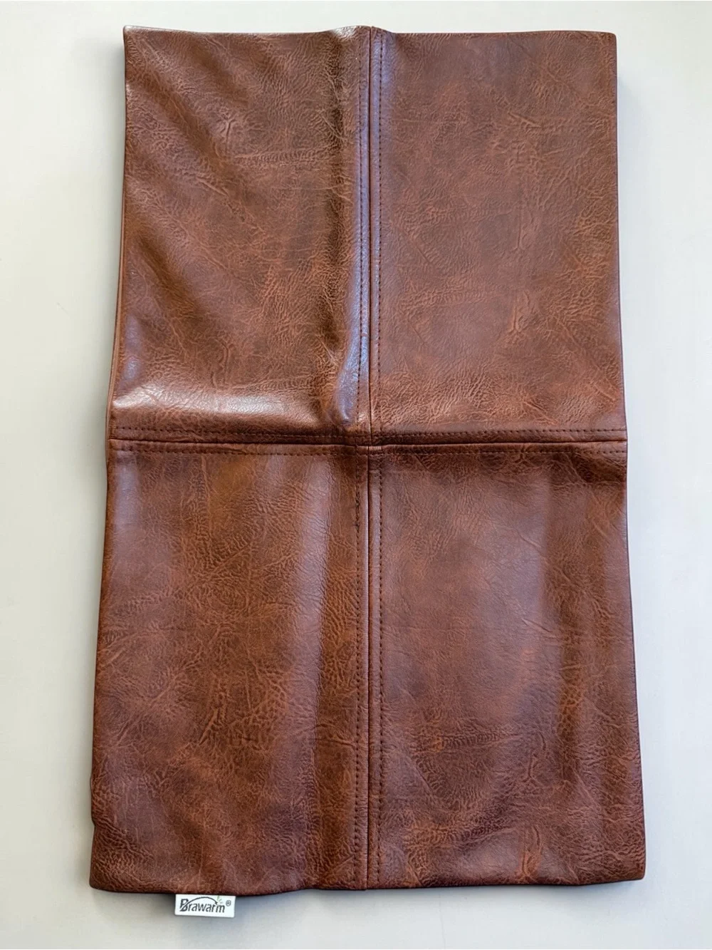 Brawarm Cognac Brown Faux Leather Lumbar Pillow Cover 12x20 Farmhouse